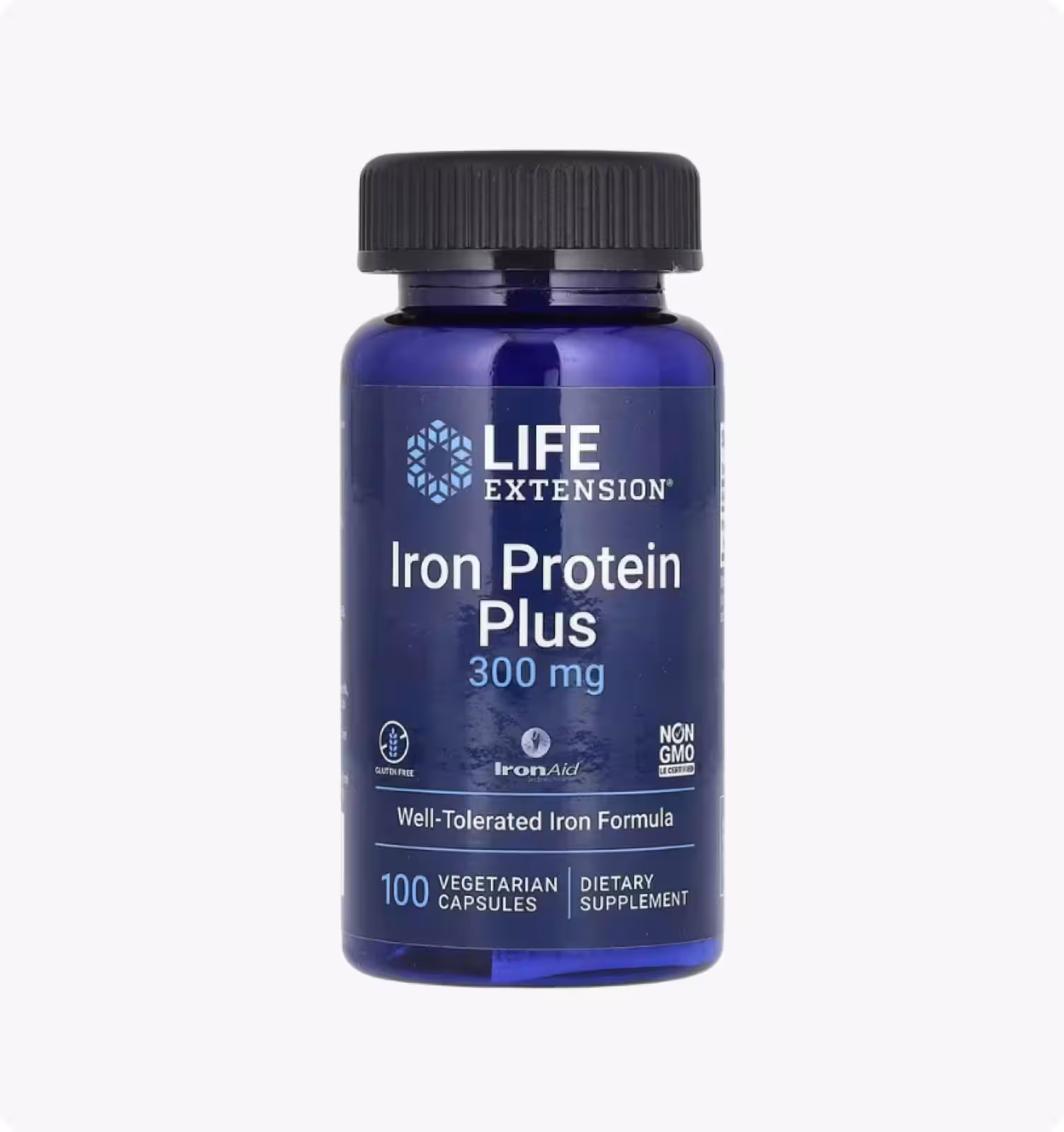 Life Extension, Iron Protein Plus, 300 мг, 100 вегетарианских капсул