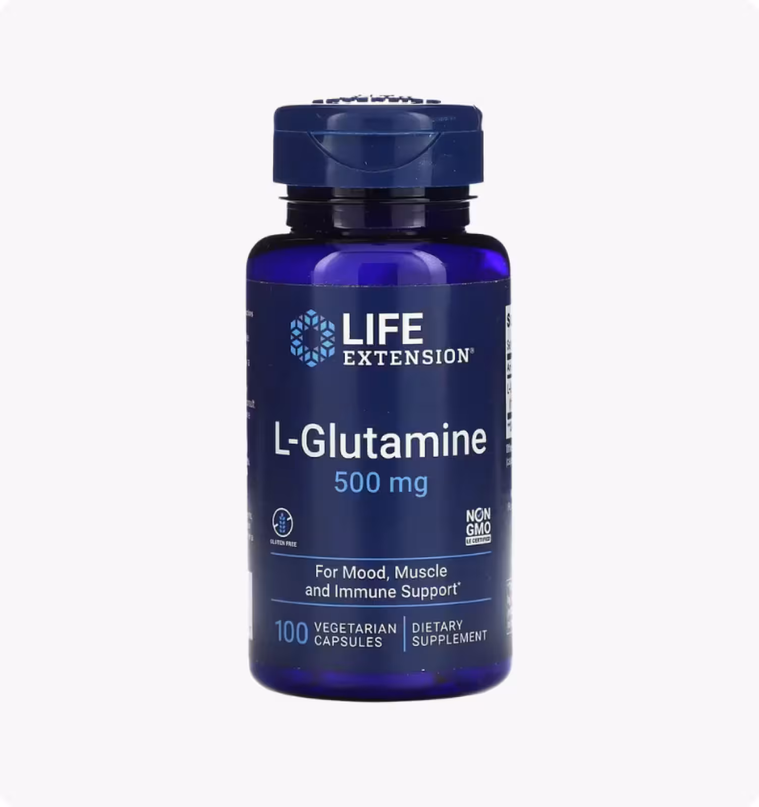 Life Extension, L-глютамин, 500 мг, 100 вегетарианских капсул