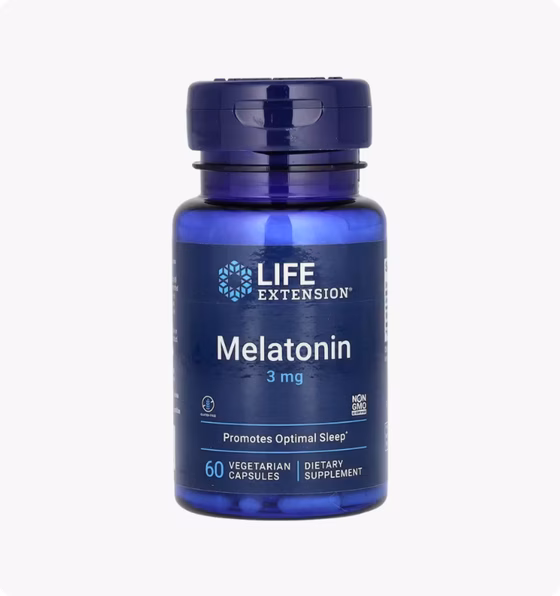 Life Extension, Мелатонин, 3 мг, 60 вегетарианских капсул
