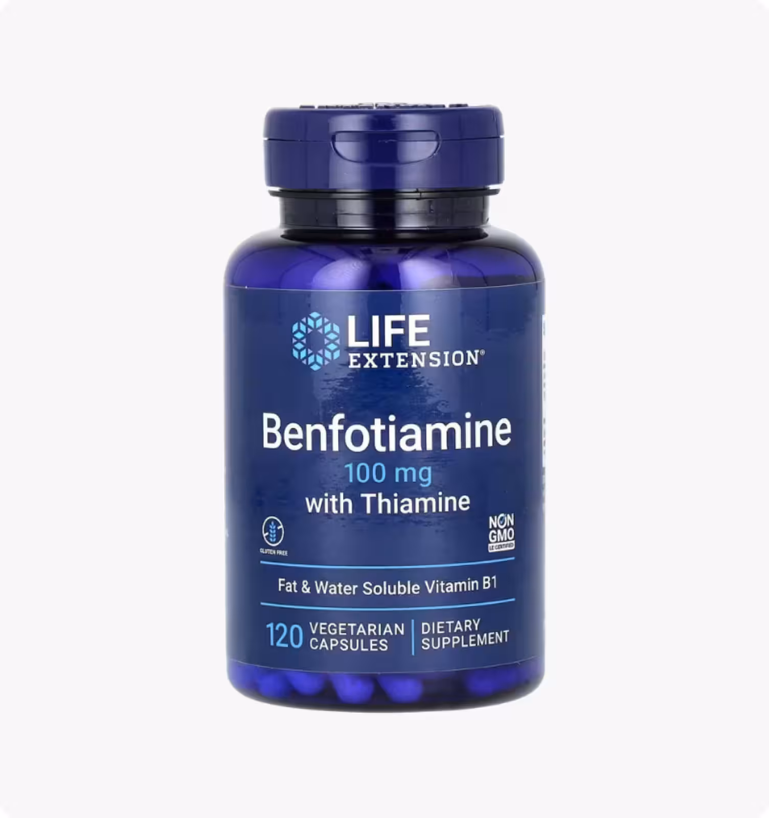 Life Extension, бенфотиамин с тиамином, 100 мг, 120 вегетарианских капсул