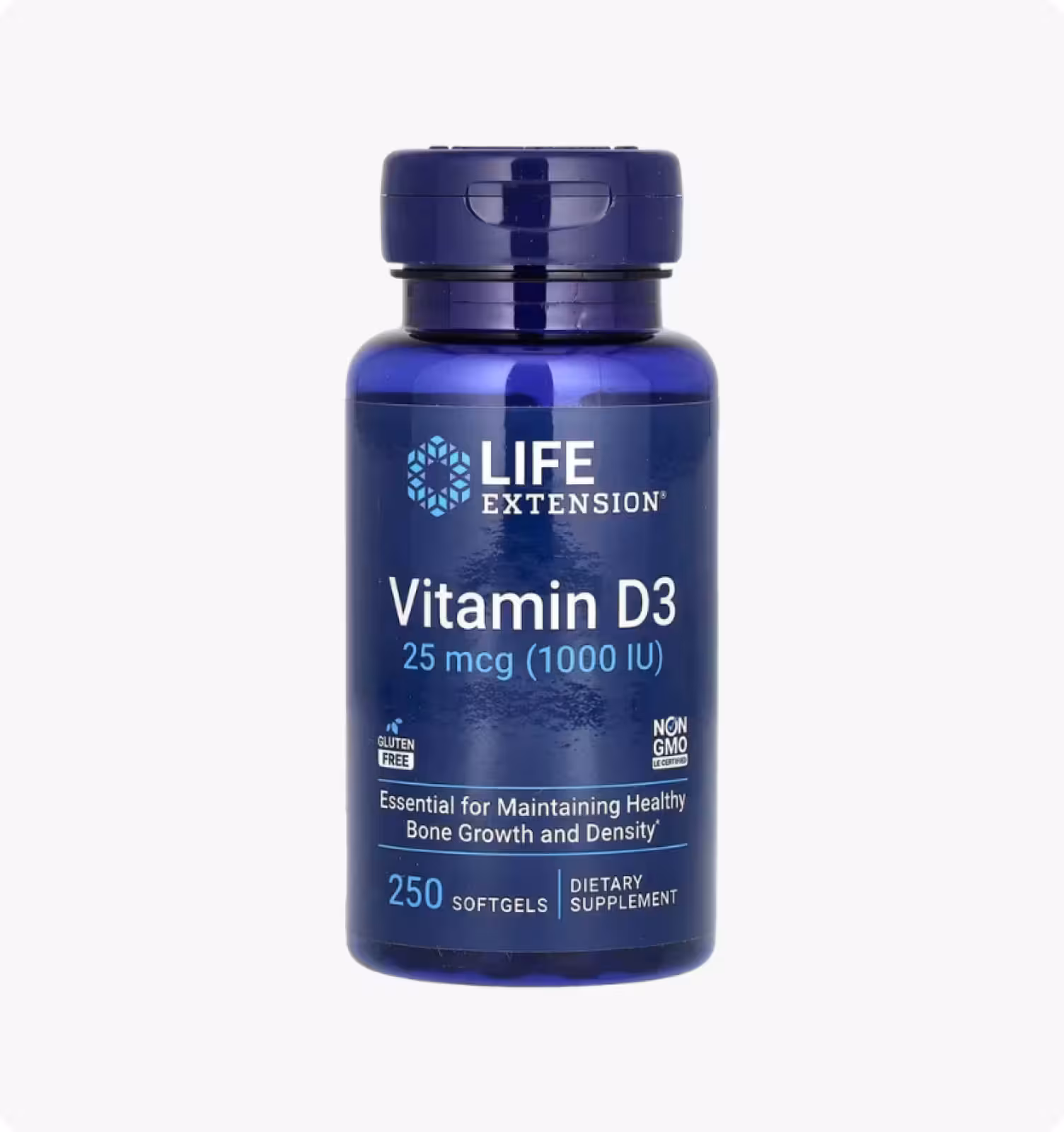 Life Extension, витамин D3, 25 мкг (1000 МЕ), 250 капсул