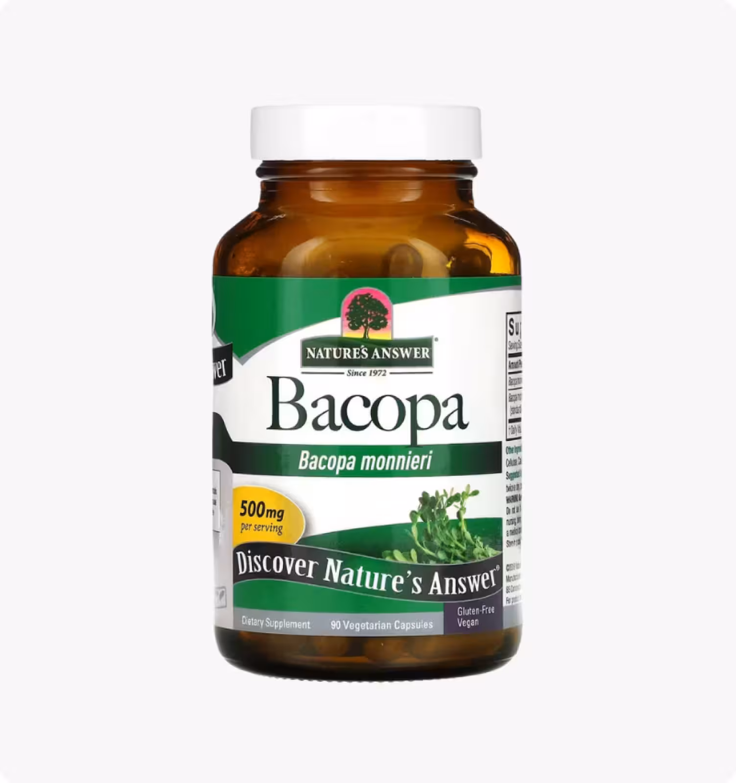 Nature's Answer, бакопа, 500 мг, 90 вегетарианских капсул