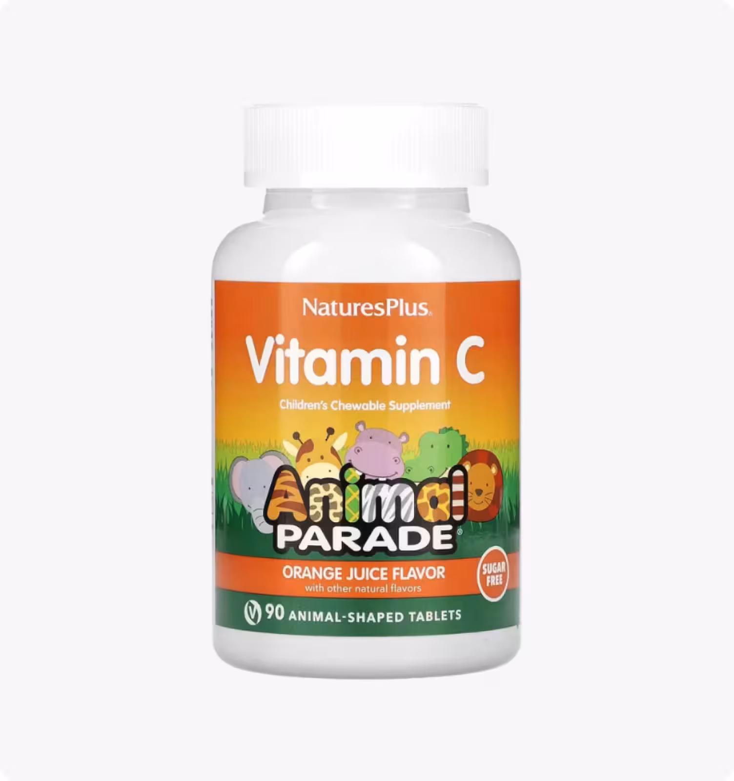 Nature's Plus, Animal Parade, Витамин C без сахара со вкусом апельсинового сока, 90 таблеток