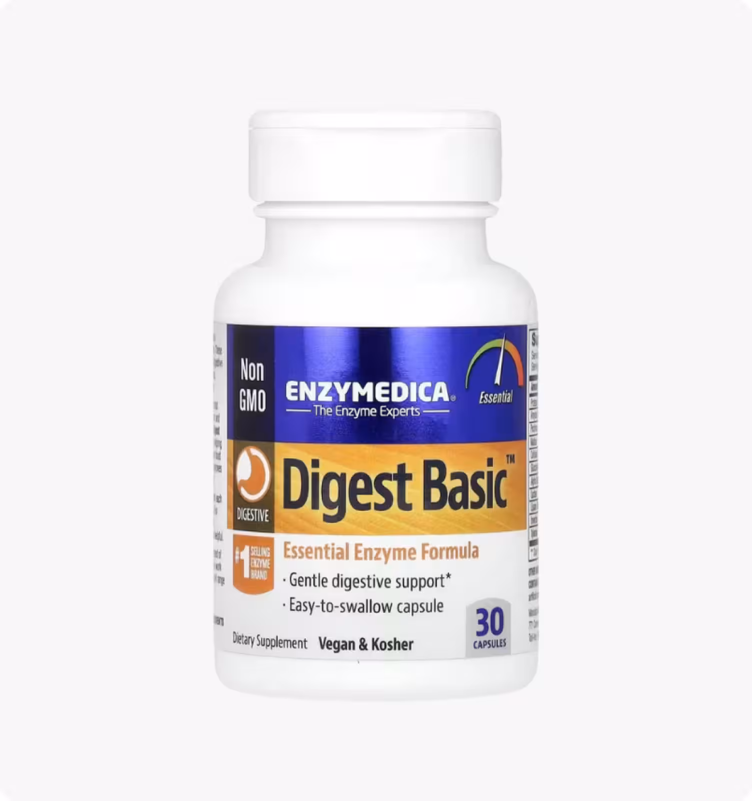 Enzymedica, Digest Basic, формула основных ферментов, 30 капсул