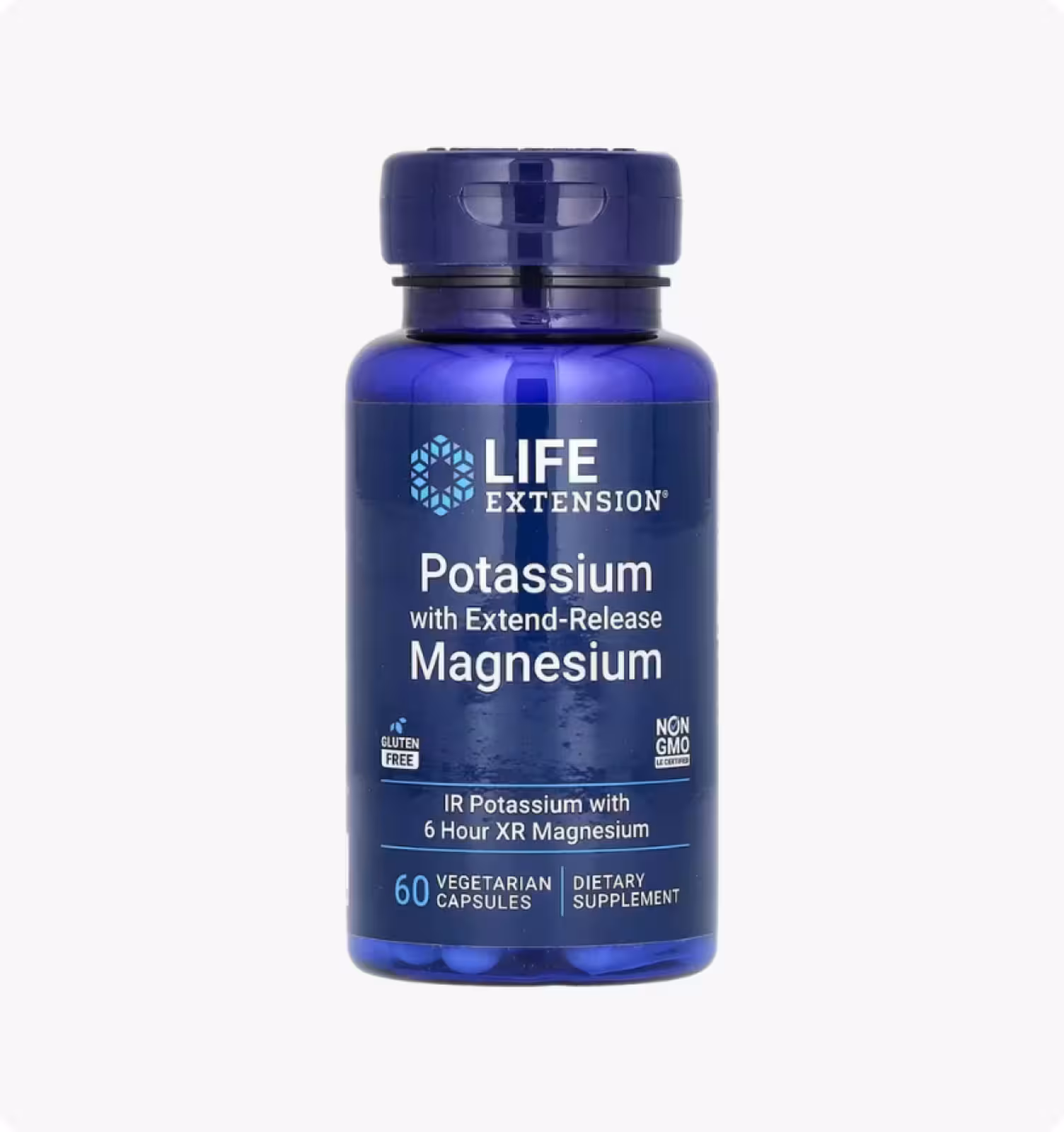 Life Extension, калий с магнием пролонгированного действия, 60 вегетарианских капсул
