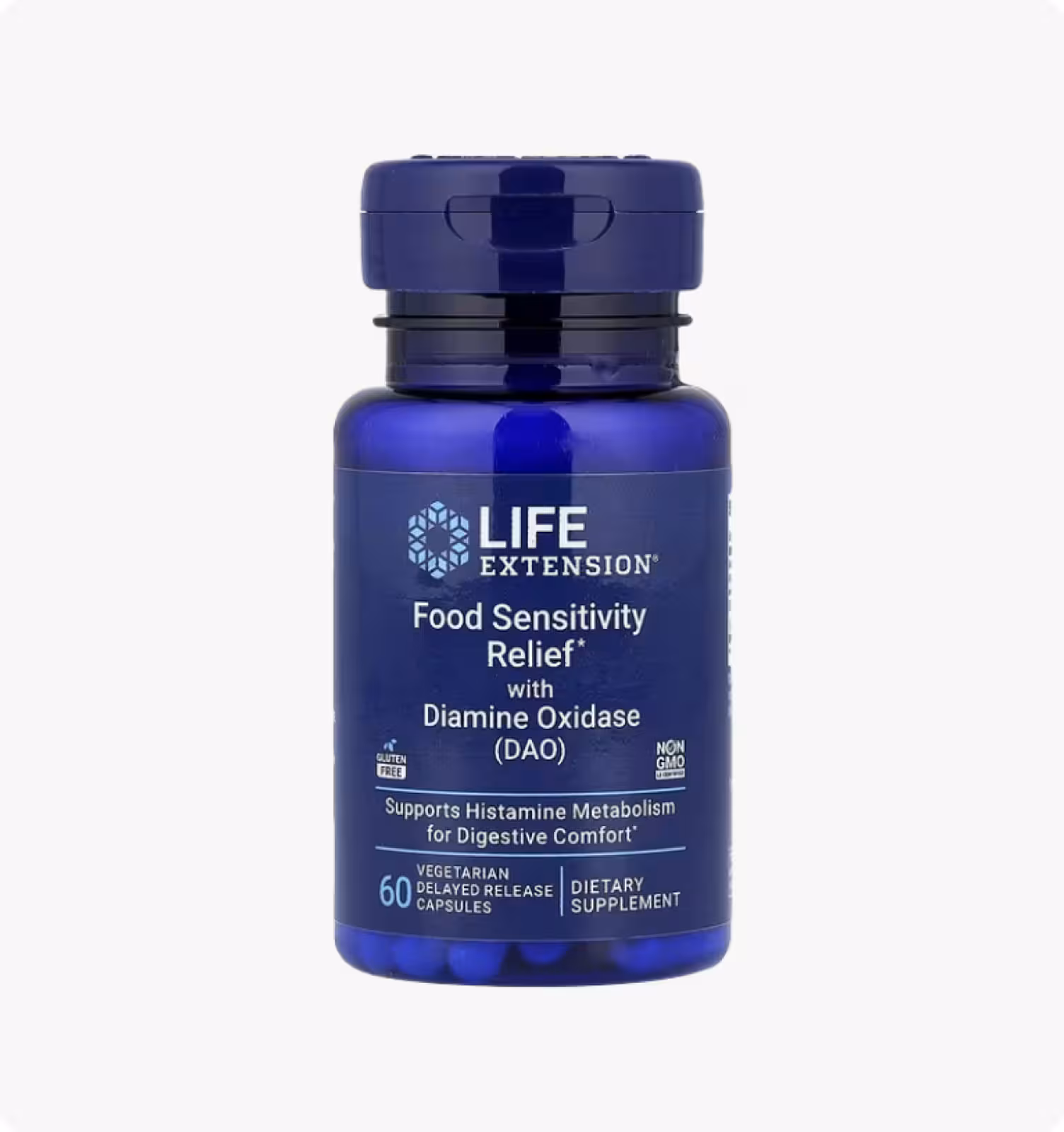 Life Extension, средство от чувствительности к пищевым продуктам, с диаминоксидазой (DAO), 60 вегета