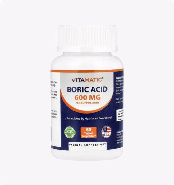 Vitamatic, Борная кислота, 600 мг, 60 вагинальных суппозиториев