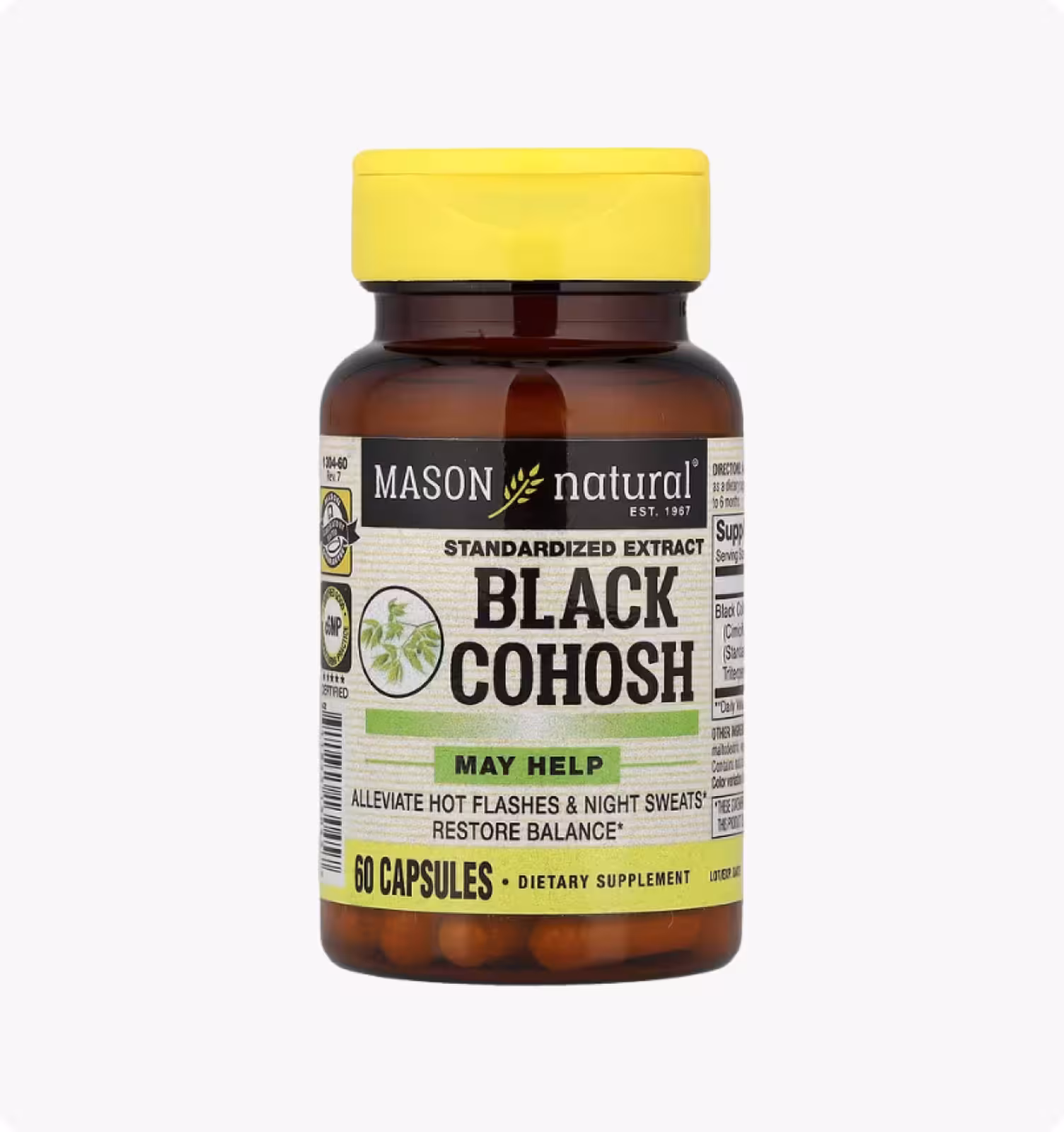 Mason Natural, воронец кистевидный, стандартизованный экстракт, 60 капсул (40 мг в 1 капсуле