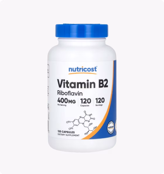 Nutricost, Витамин B2, 400 мг, 120 капсул