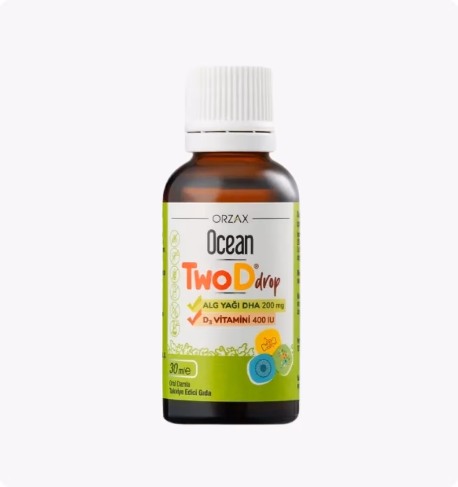 Ocean, TwoDrop DHA 200мг + Витамин D3 400 МЕ, 30 мл