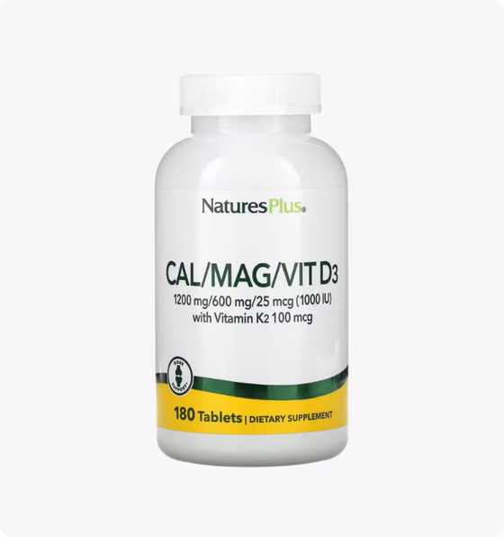 Nature's Plus, Kомплекс с кальцием, магнием, витаминами D3 и К2, 180 таблеток