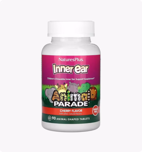 Nature's Plus, Animal Parade, Добавка для поддержания здоровья внутреннего уха у детей, 90 таблеток