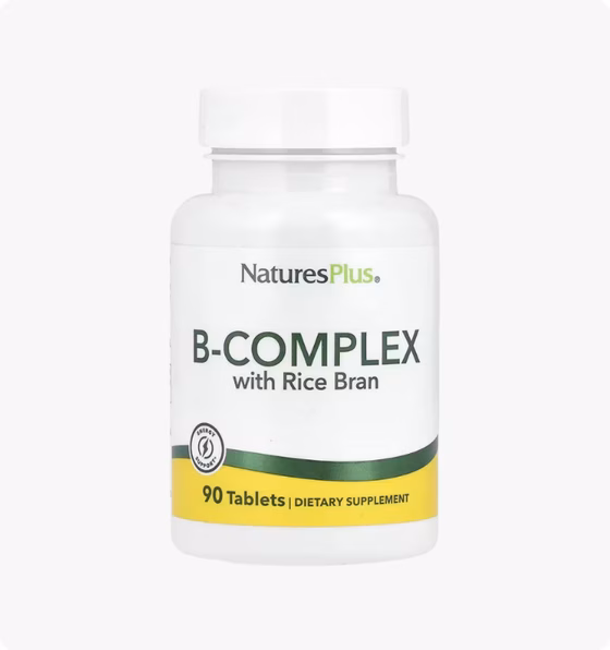 Nature's Plus, Комплекс витаминов группы B с рисовыми отрубями, 90 таблеток