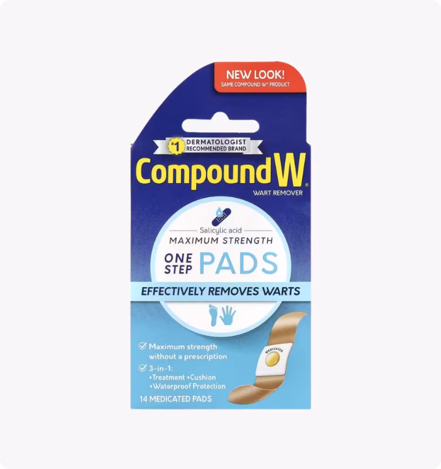 Compound W, средство для удаления бородавок, одноразовые подушечки, максимальная сила действия, 14 п