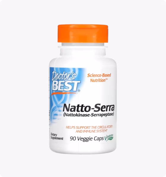 Doctor's Best, Natto-Serra, 90 капсул в растительной оболочке
