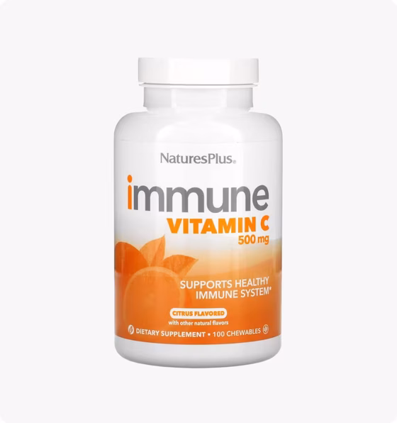 Nature's Plus, Immune Витамин C 500мг со вкусом цитруса, 100 таблеток