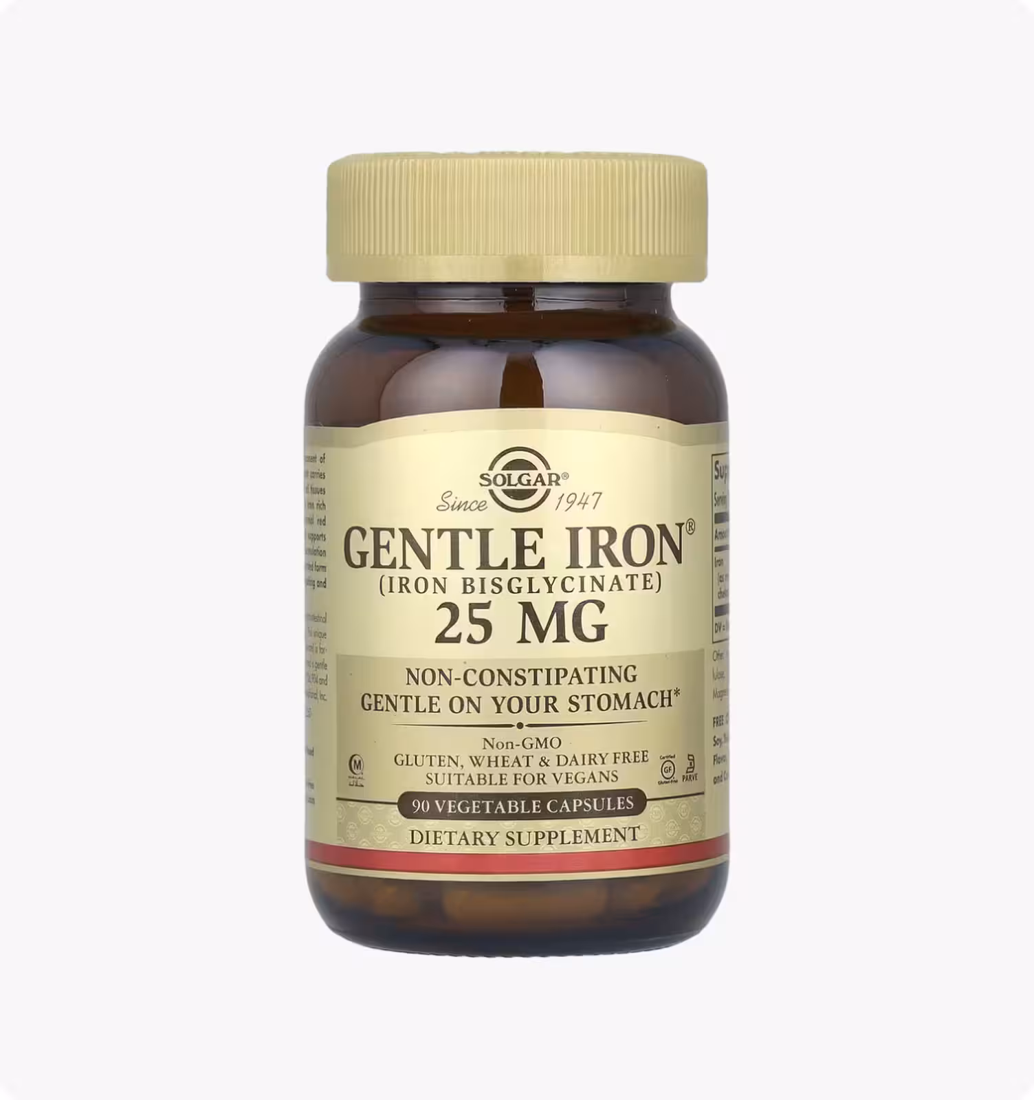Solgar, Gentle Iron, 25 мг, 90 растительных капсул