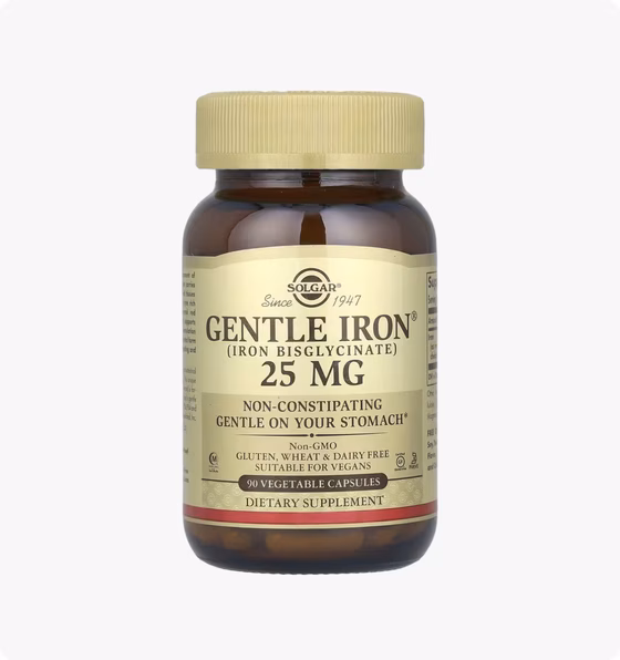 Solgar, Gentle Iron, 25 мг, 90 растительных капсул