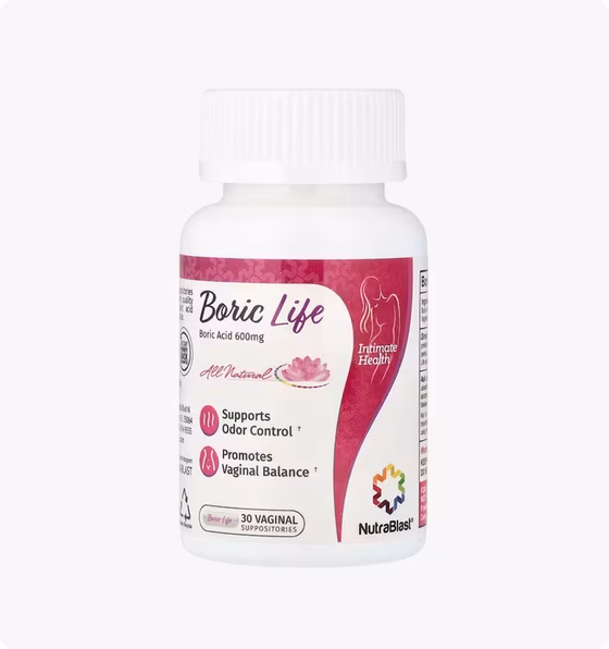NutraBlast, Boric Life, борная кислота, 600 мг, 30 вагинальных свечей