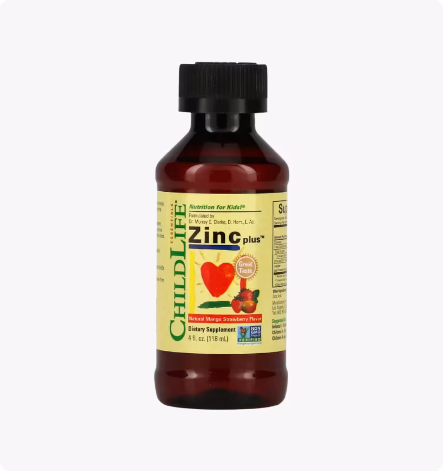 ChildLife Essentials, Zinc Plus, цинк, натуральный вкус манго и клубники, 118 мл (4 жидк. унции)