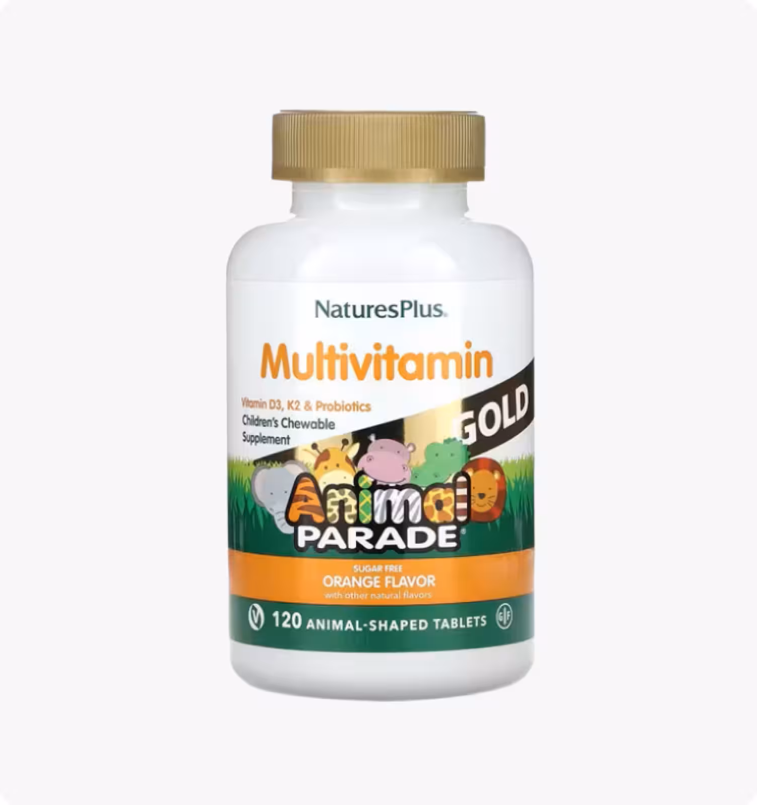 Nature's Plus, Animal Parade Gold, Мультивитаминный комплекс со вкусом апельсина, 120 таблеток