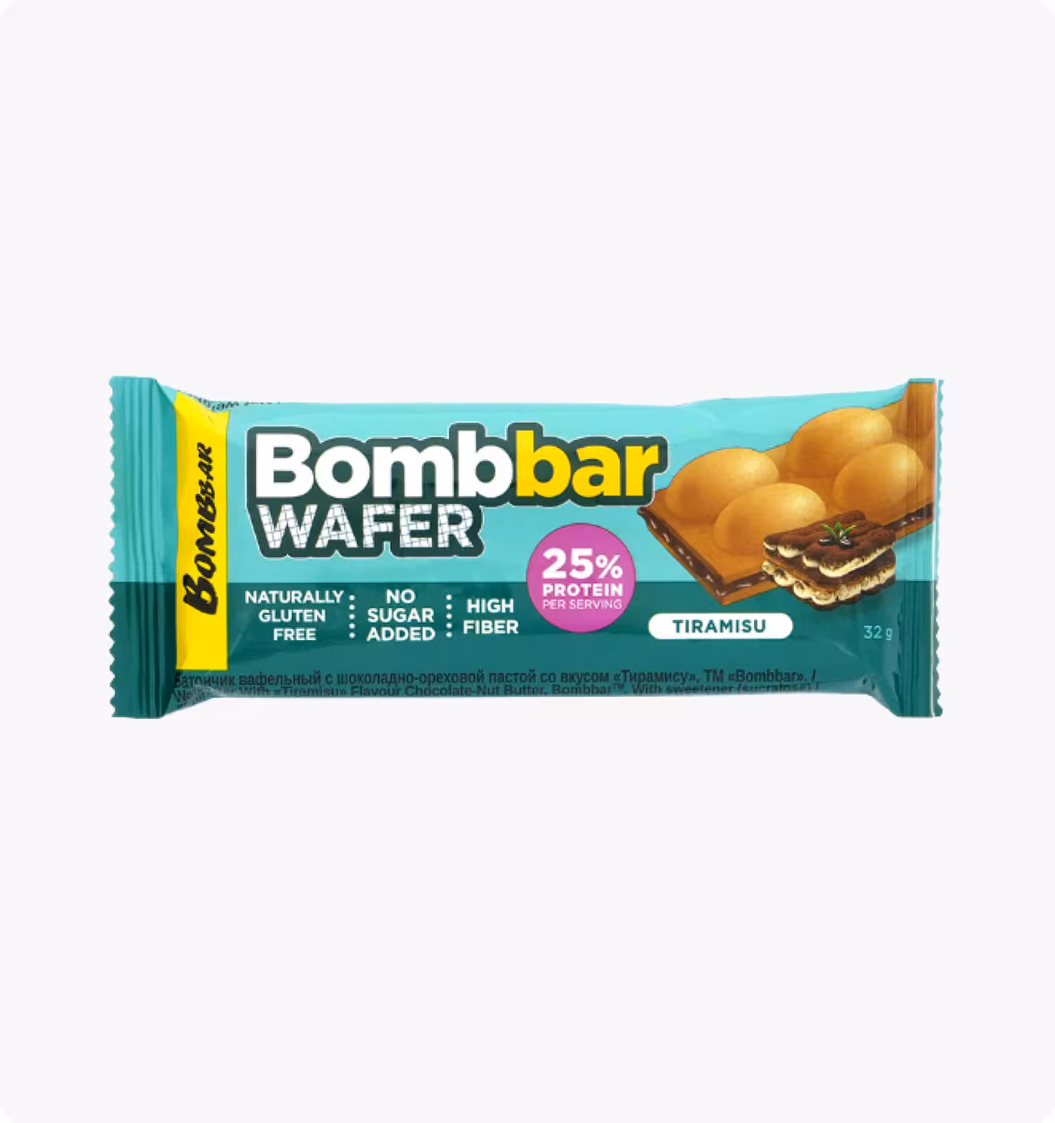 BOMBBAR, вафельный батончик с шоколадно-ореховой пастой со вкусом Тирамису 32гр