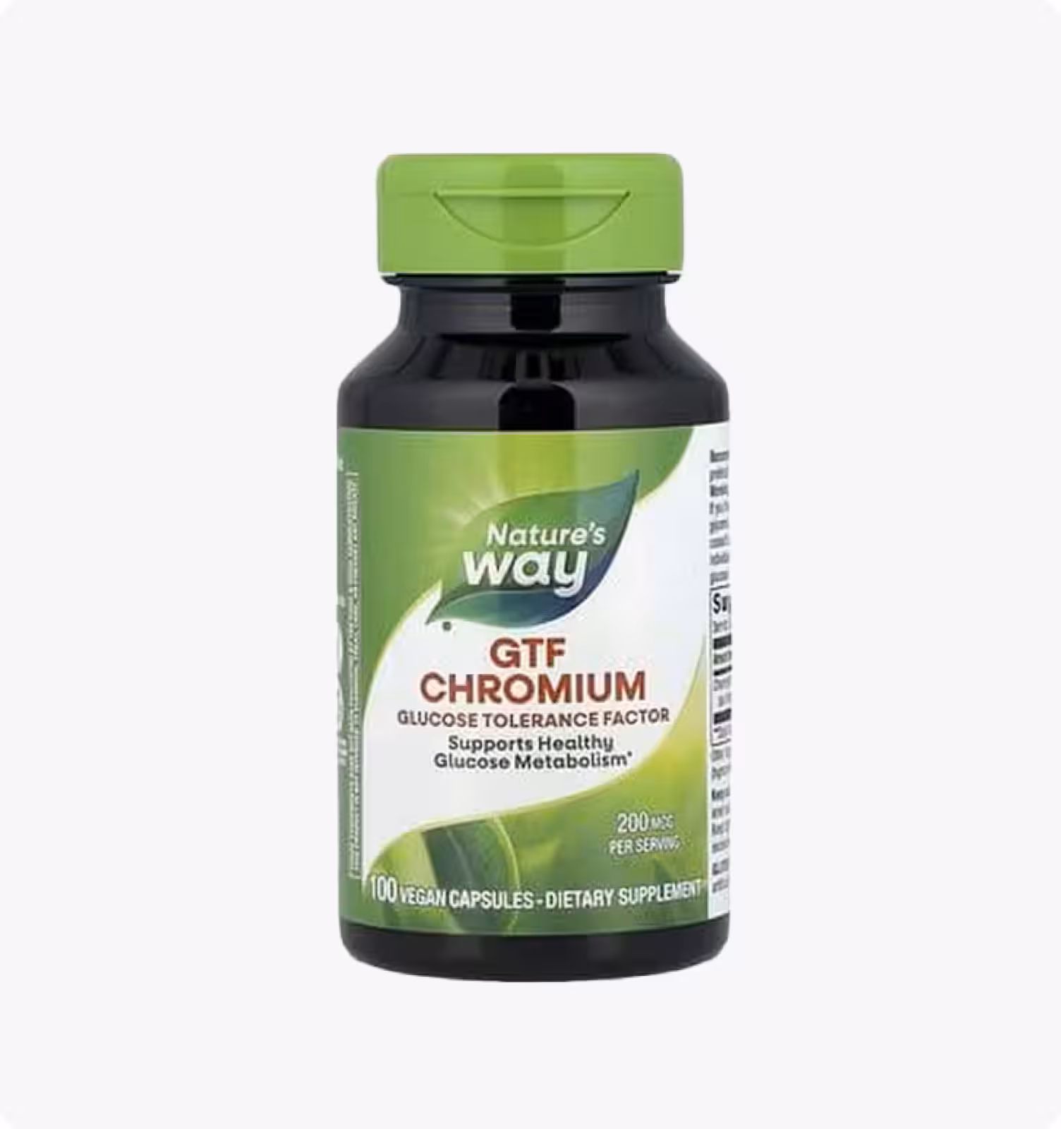 Nature's Way, хром (GTF), 200 мкг, 100 веганских капсул