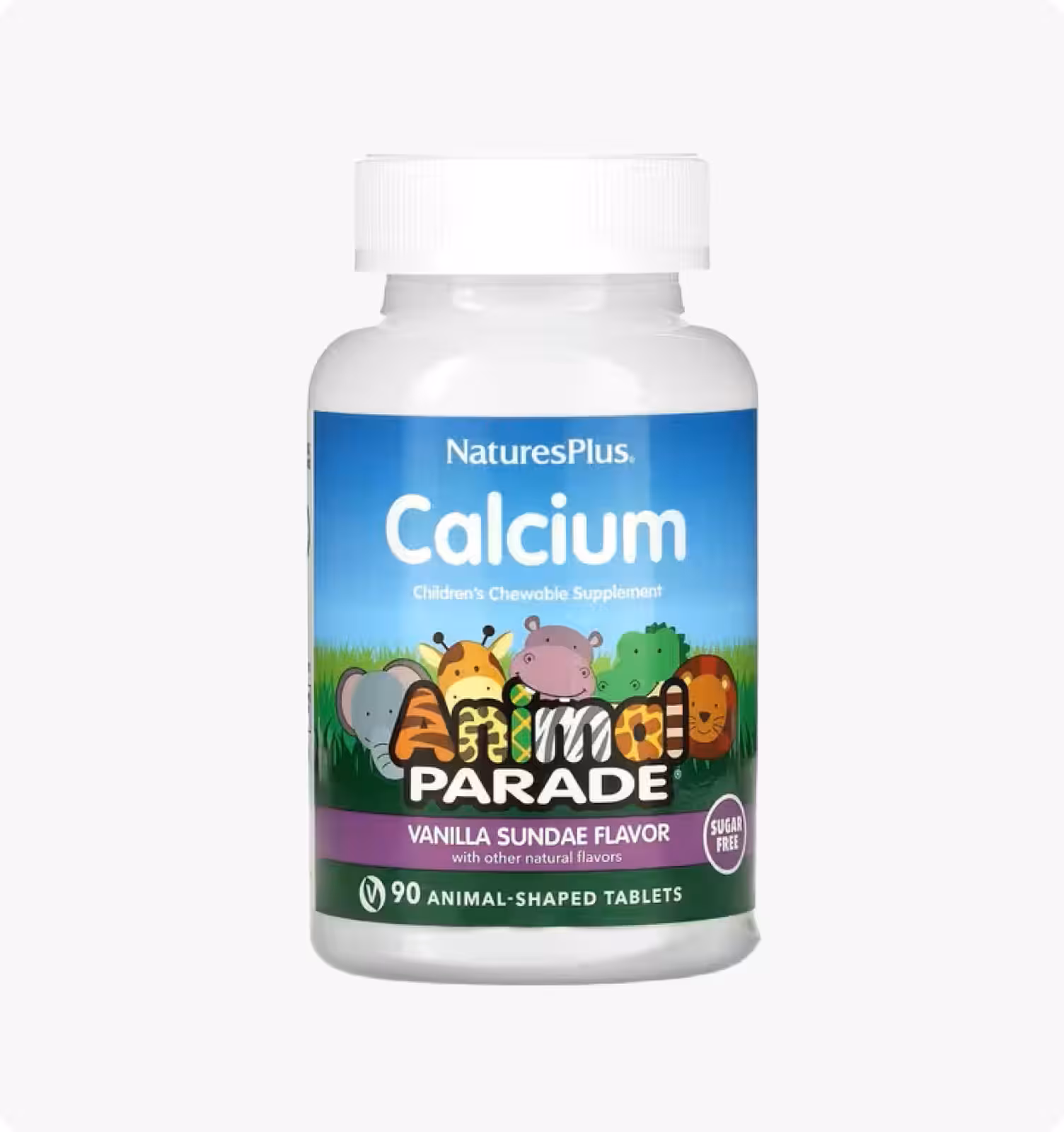 Nature's Plus, Animal Parade, Кальций без сахара со вкусом ванильного мороженого, 90 таблеток