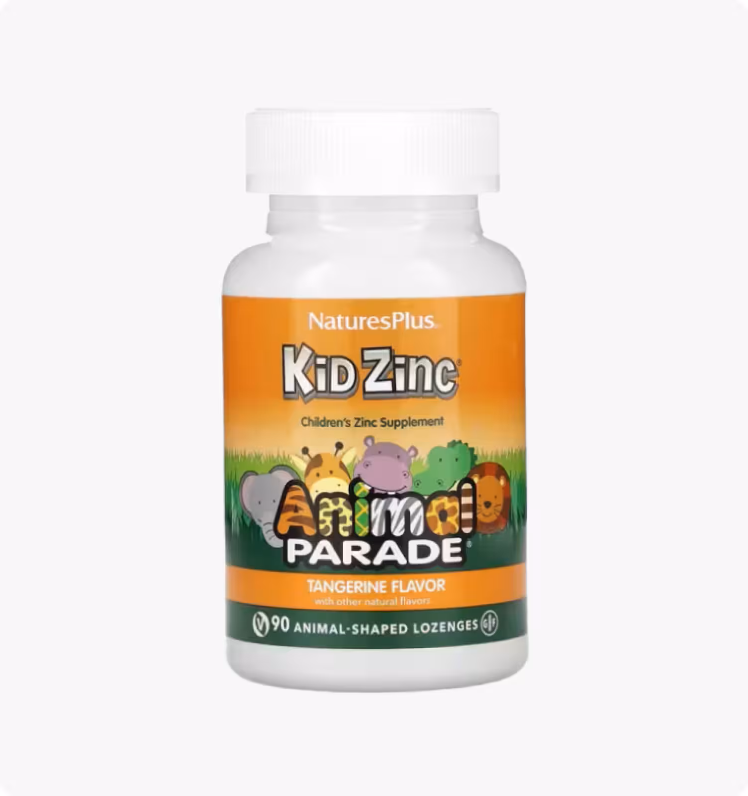 Nature's Plus, Animal Parade, KidZinc со вкусом мандарина, 90 пастилок