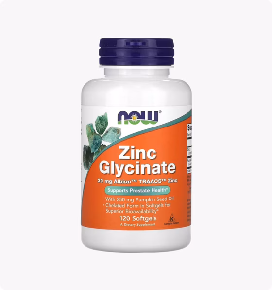 Now Foods, Глицинат цинка, 120 мягких таблеток
