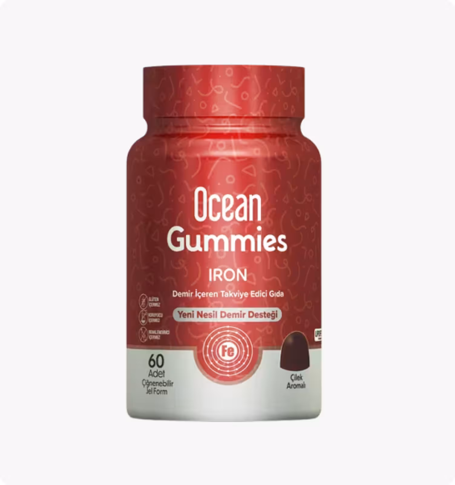 Ocean, Gummies Железо со вкусом клубники, 60 мармеладок