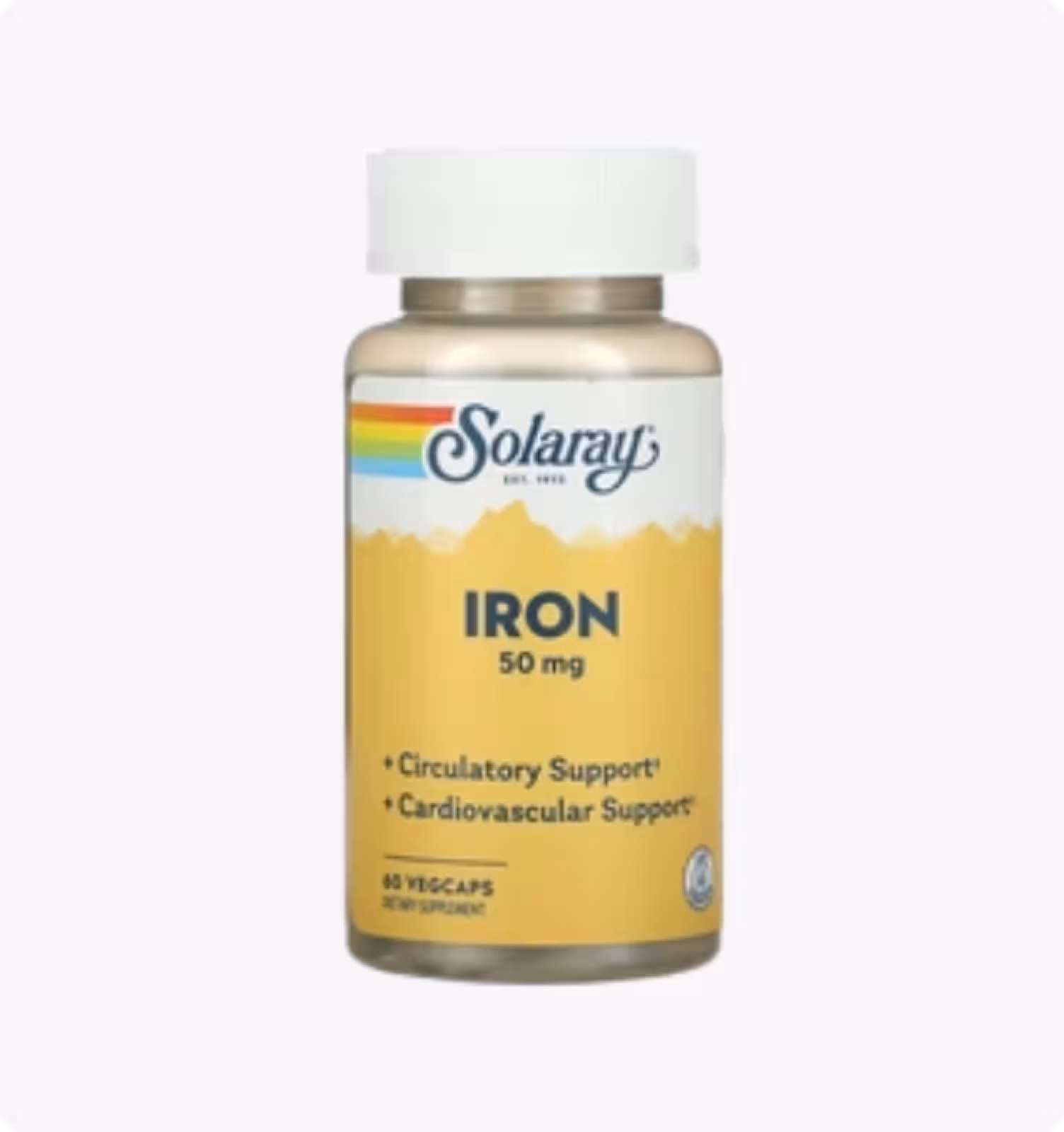 Solaray, Iron (Железо), 50 мг, 60 растительных капсул