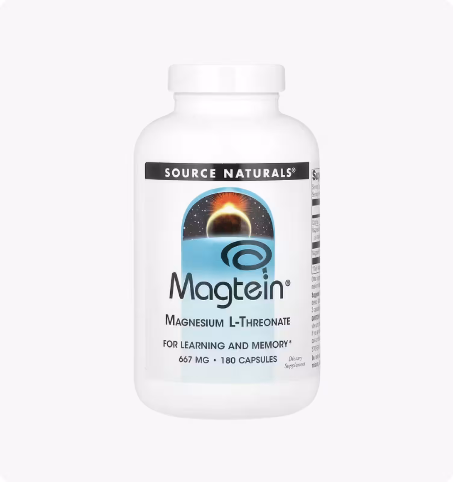Source Naturals, Magtein, магний L-треонат, 667 мг, 180 капсул