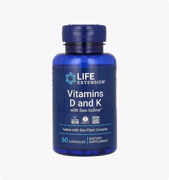 Life Extension, Vitamins D and K with Sea-Iodine, 60 Capsules
