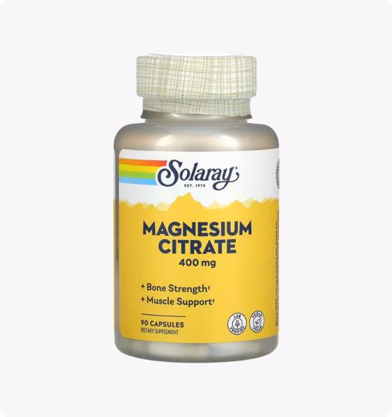 Solaray, Цитрат магния, 400 мг , 90 вегетарианских капсул