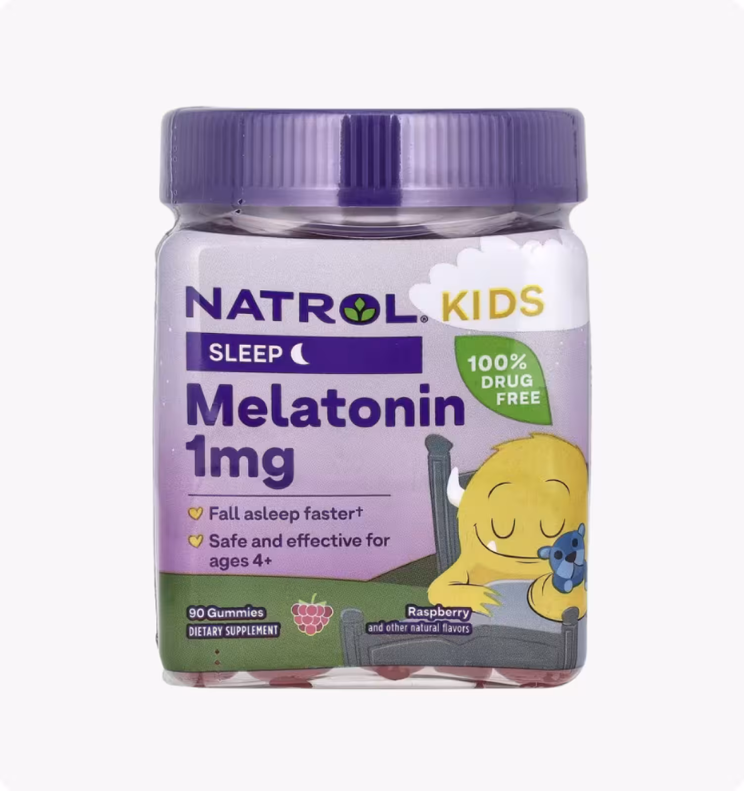 Natrol, Kids, мелатонин, для детей от 4 лет, ягодный вкус, 90 жевательных конфет