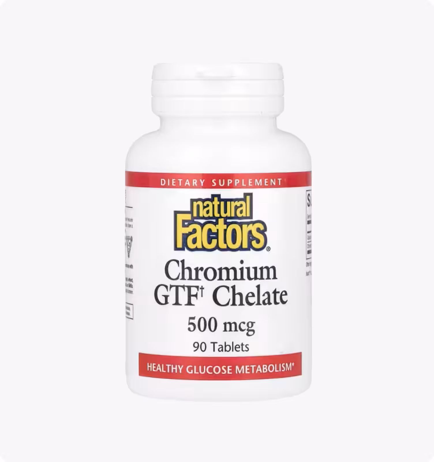 Natural Factors, хелат хрома с фактором толерантности к глюкозе (GTF), 500 мкг, 90 таблеток