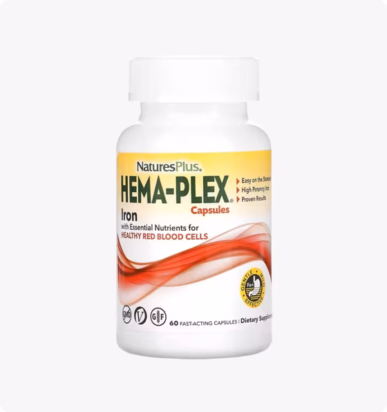 Nature's Plus, Hema-Plex, 60 вегетарианских капсул быстрого действия
