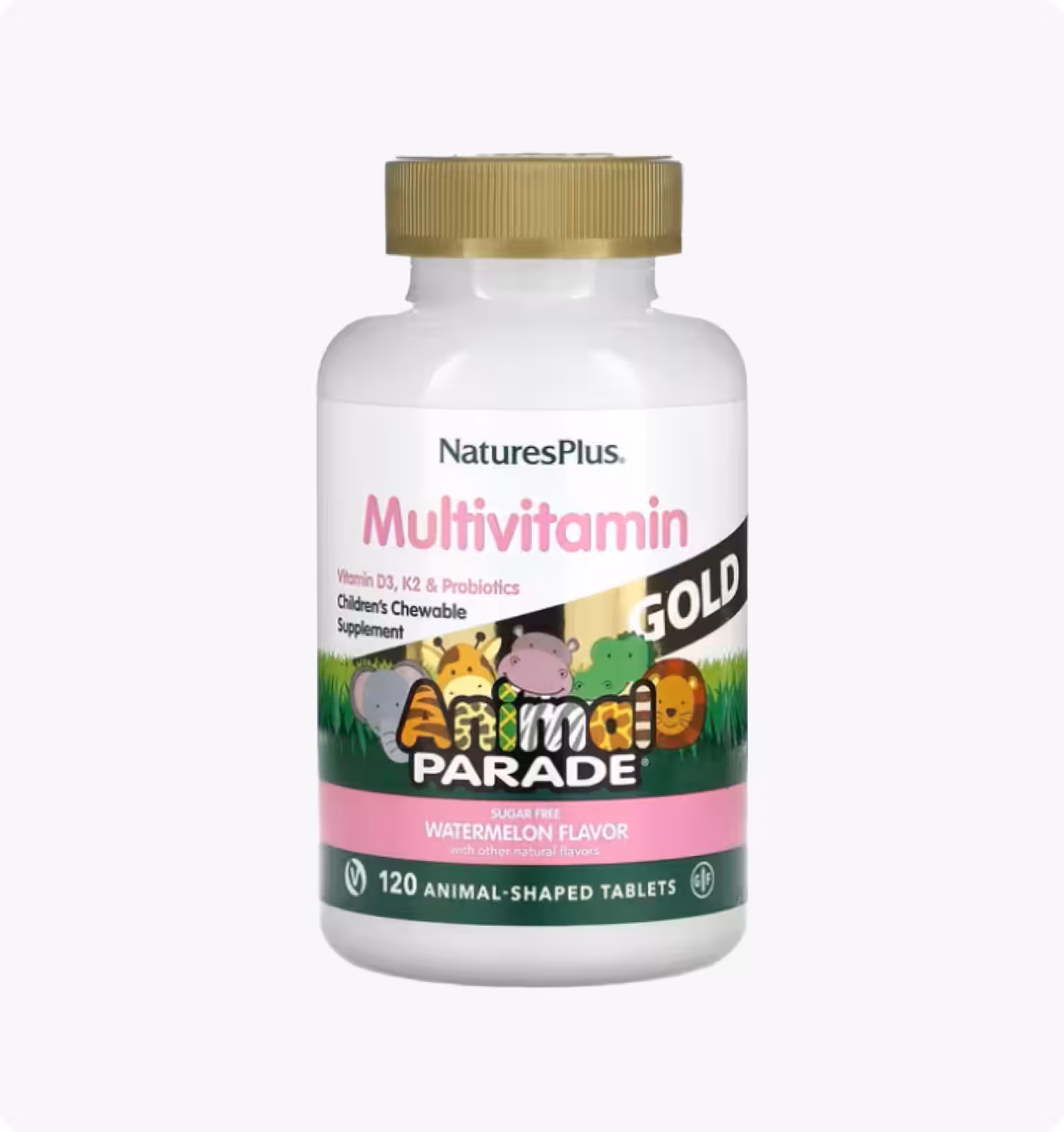 Nature's Plus, Animal Parade Gold, Мультивитаминный комплекс со вкусом арбуза, 120 таблеток