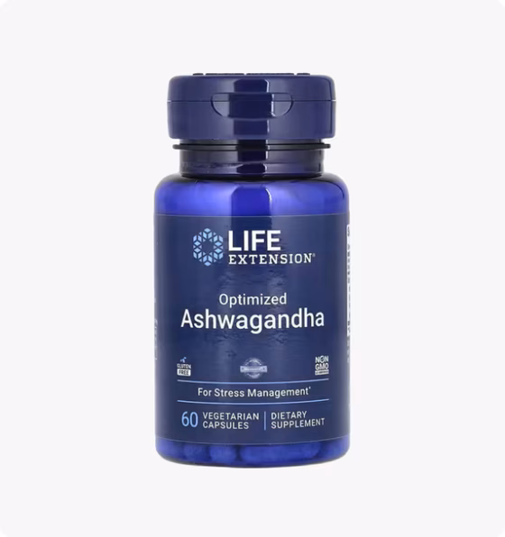 Life Extension, оптимизированный экстракт ашваганды, 60 вегетарианских капсул