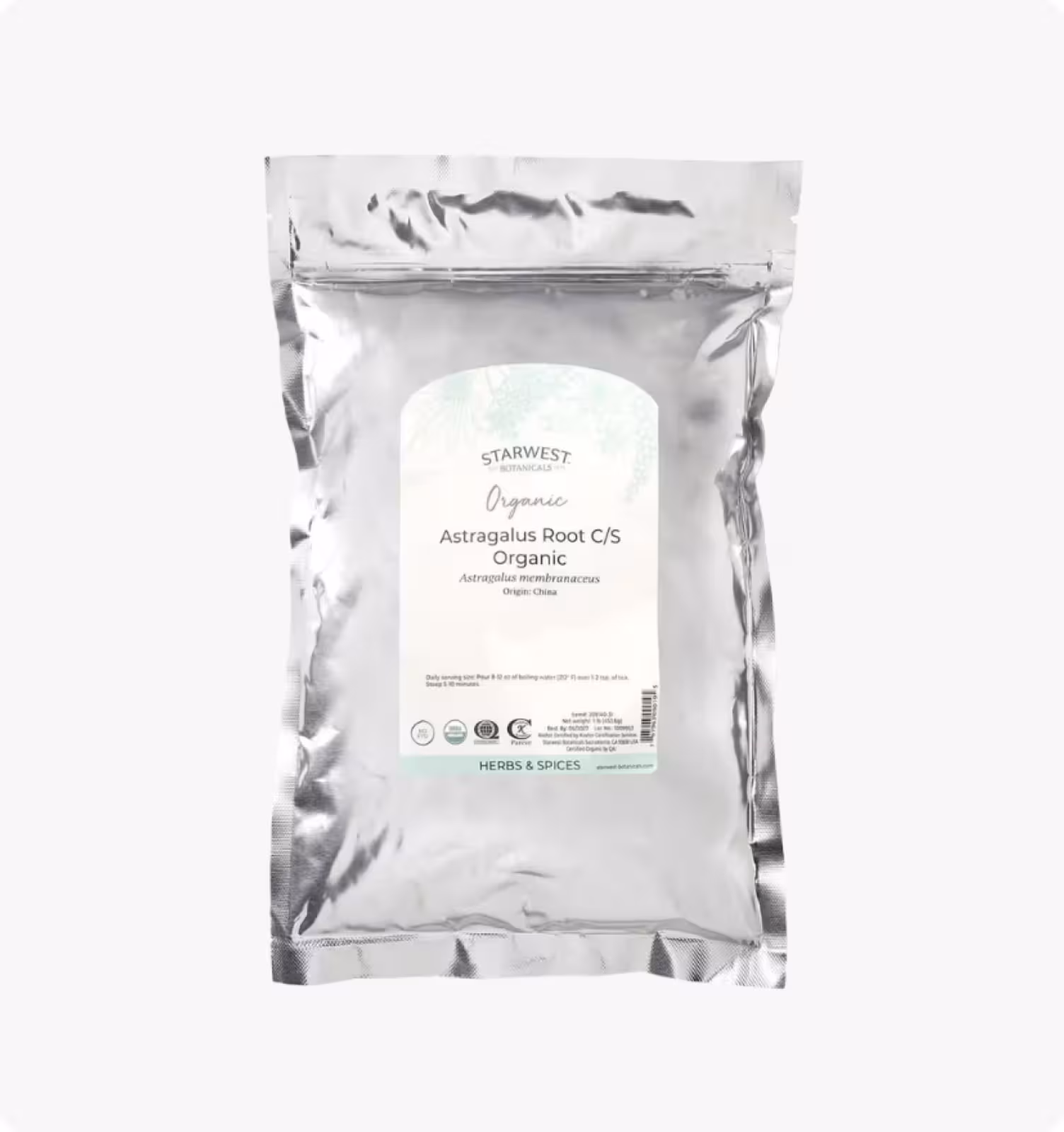 Starwest Botanicals, Корень органического астрагала C/S, 453,6 г (1 фунт)