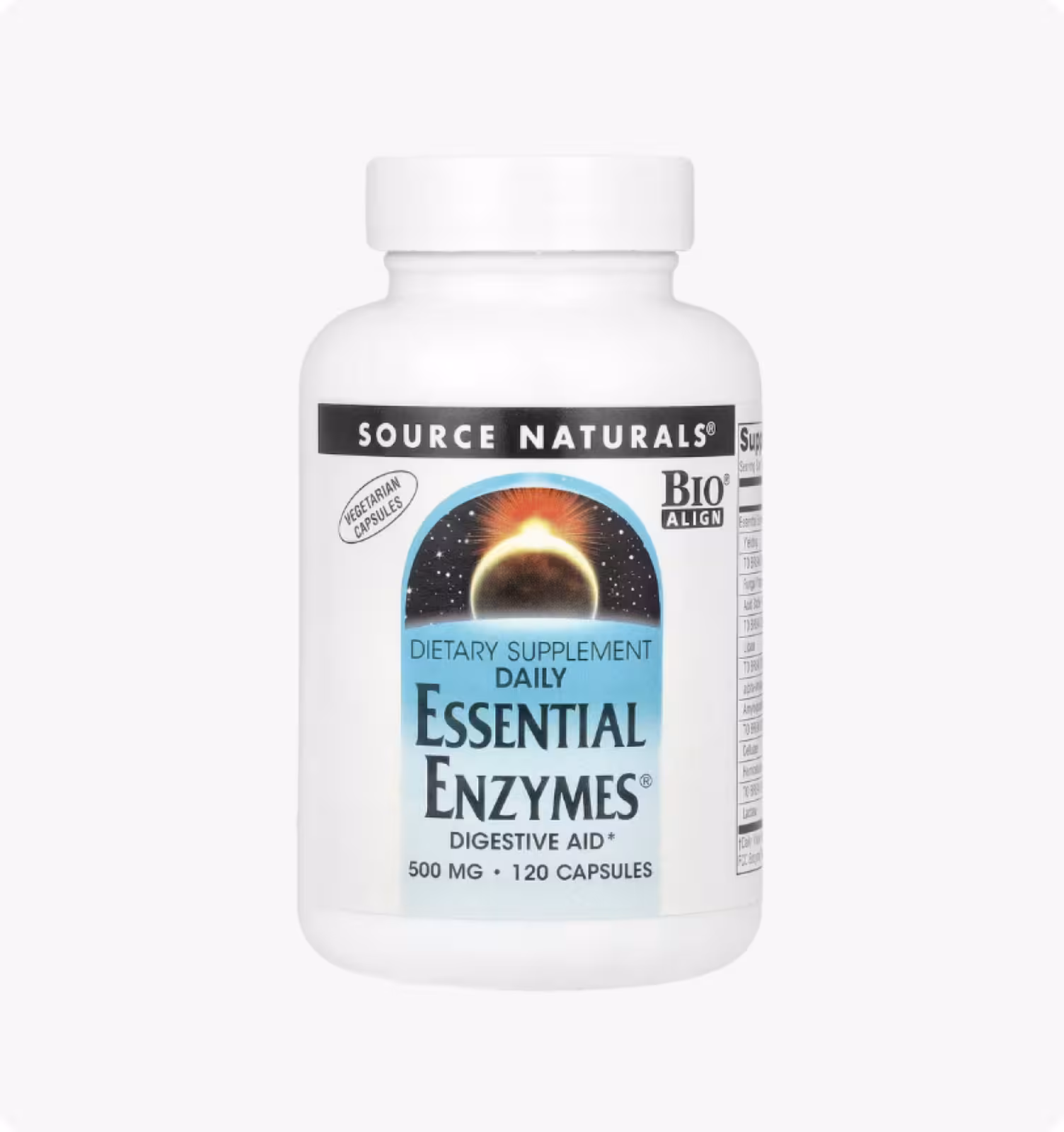Source Naturals, Daily Essential Enzymes, 500 мг, 120 вегетарианских капсул