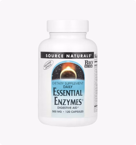 Source Naturals, Daily Essential Enzymes, 500 мг, 120 вегетарианских капсул