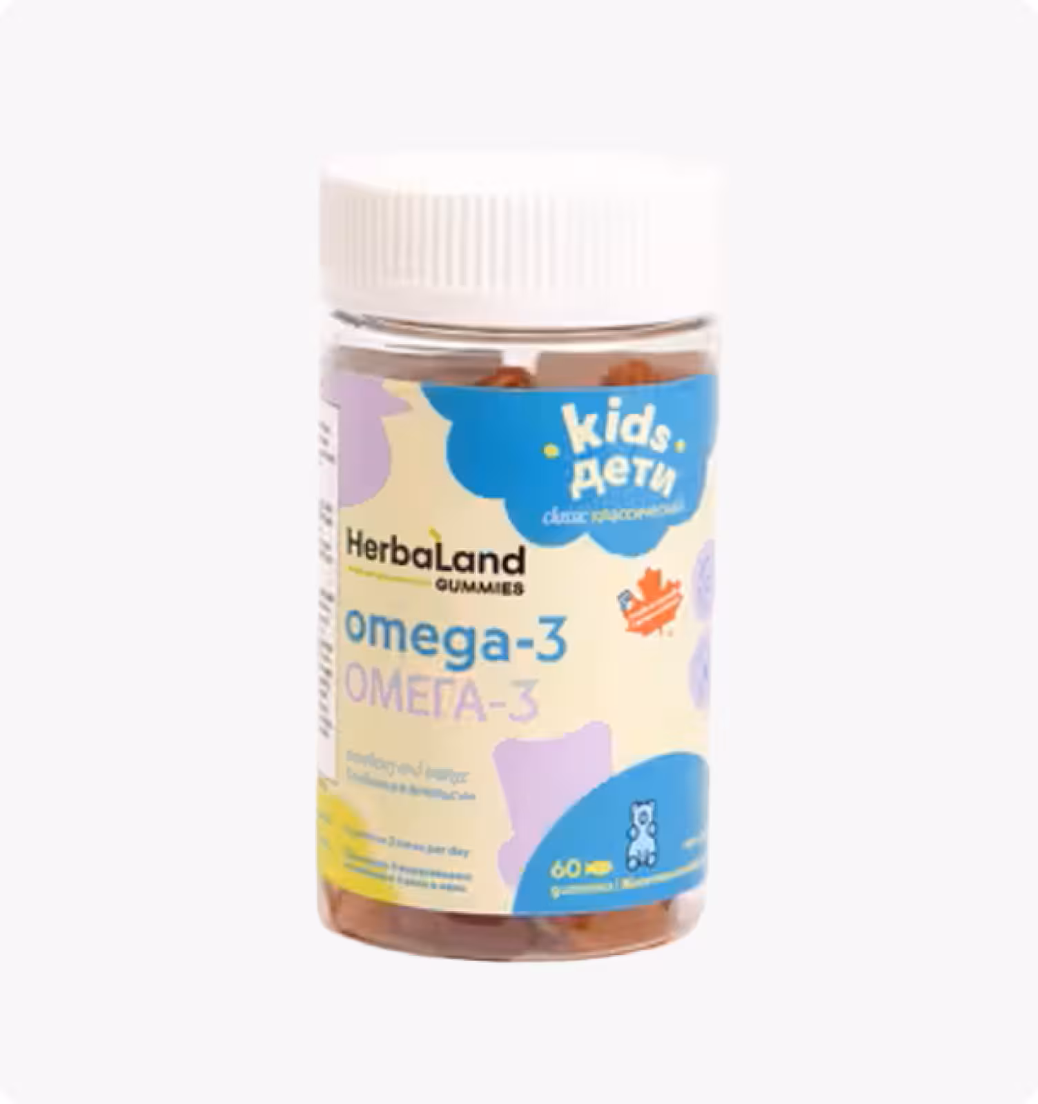 Herbaland , Классические жевательные конфеты для детей Омега-3 60 жевательных конфет