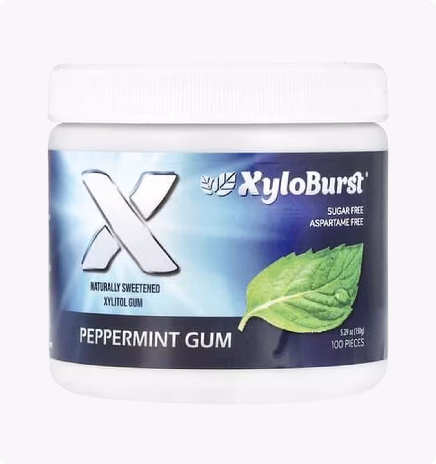 Xyloburst, Жевательная резинка с ксилитолом, перечная мята, 5,29 унций (100 г), 100 штук