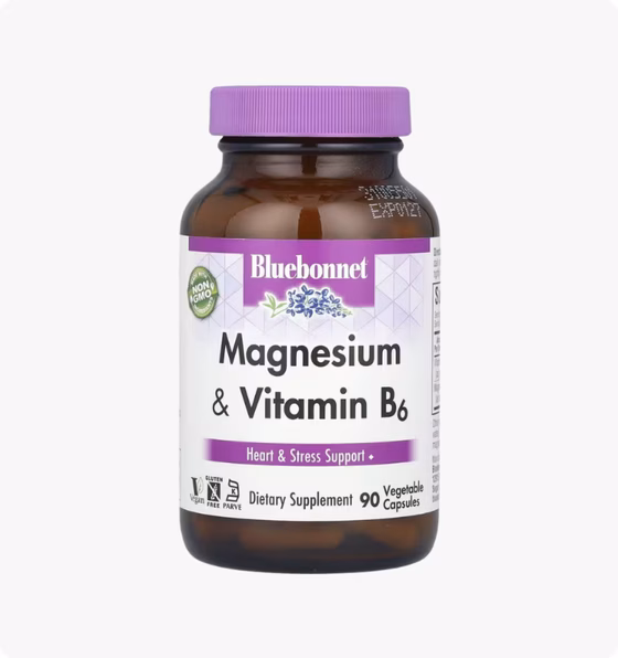 Bluebonnet Nutrition, Магний плюс B6, 90 растительных капсул