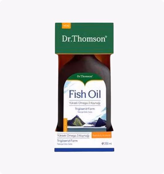Dr. Thomson, Рыбий жир для детей со вкусом апельсина в форме сиропа, 150 мл