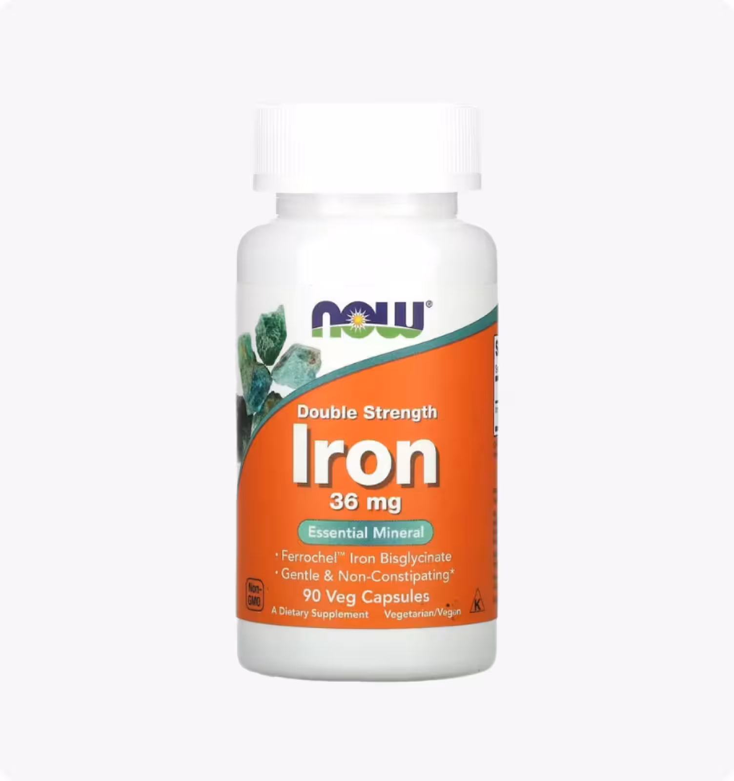 Now Foods, Железо, двойной концентрации, 36 мг, 90 растительных капсул