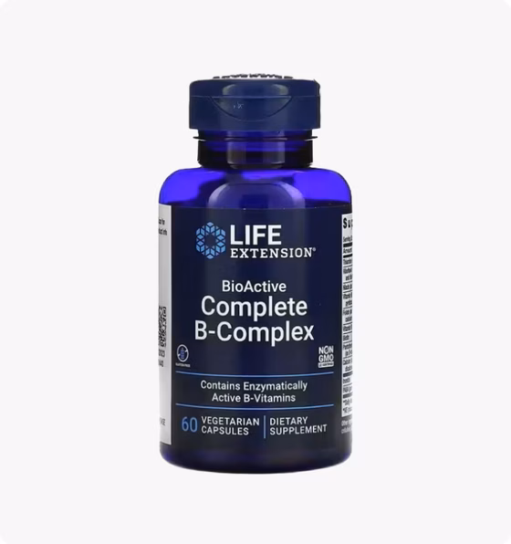Life Extension, Биоактивный комплекс витаминов группы B, 60 вегетарианских капсул