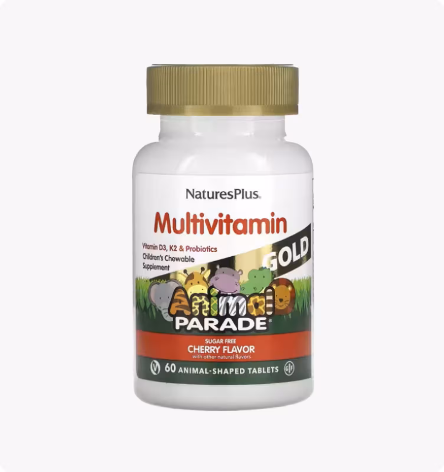 Nature's Plus, Animal Parade Gold, Мультивитамины и минералы для детей со вкусом вишни, 60 таблеток